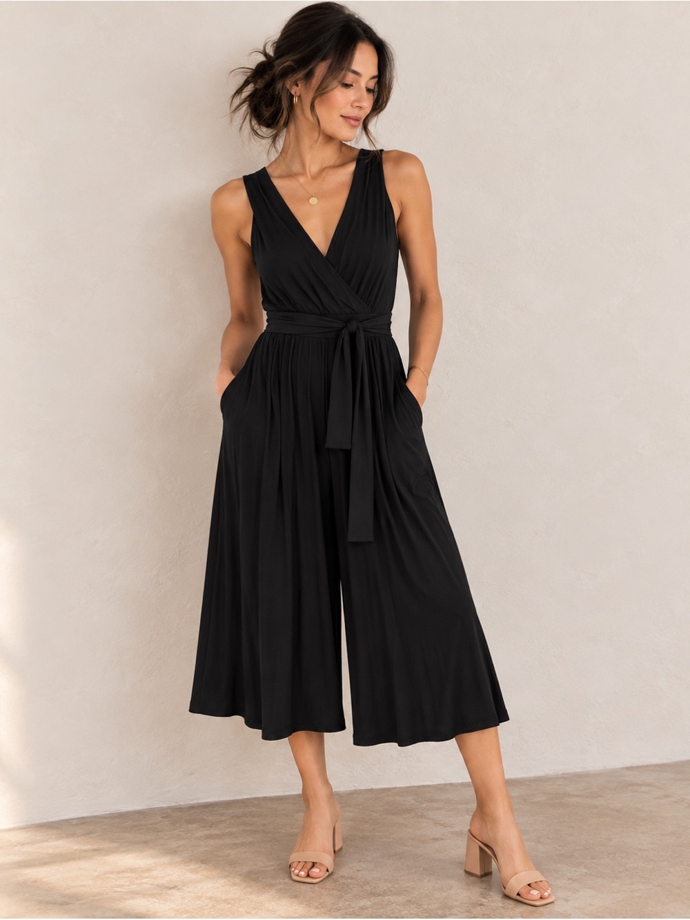 Anthropologie HD in Paris Black Wide-Leg Jumpsuit — Size M